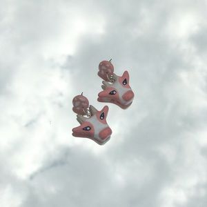 Pink cow earrings